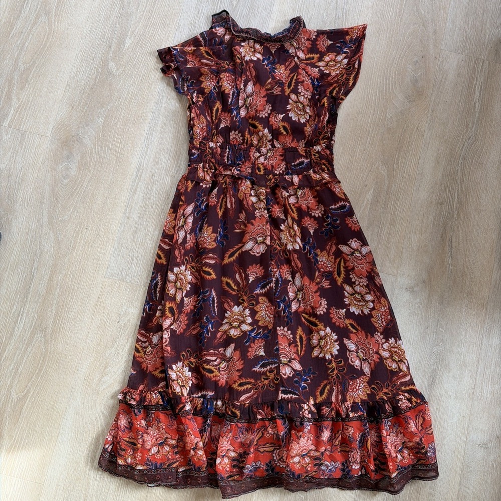 Old Navy Petite Small Boho Floral Peasant Dress  Cottage Core Flutter Sleeve - Picture 7 of 9